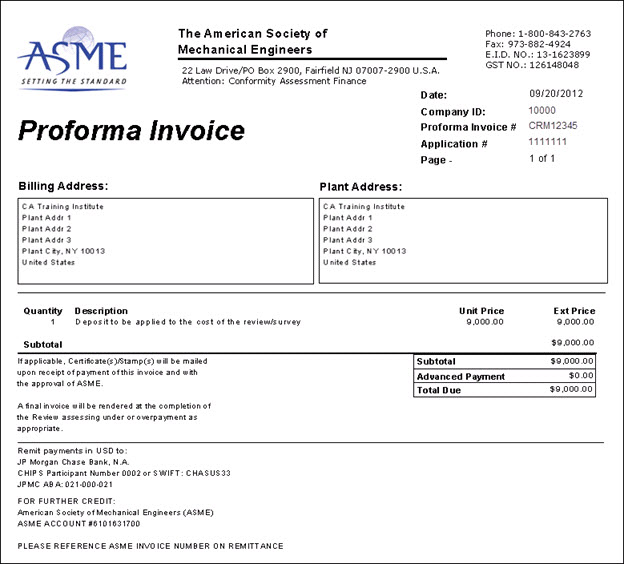 Proforma Invoice